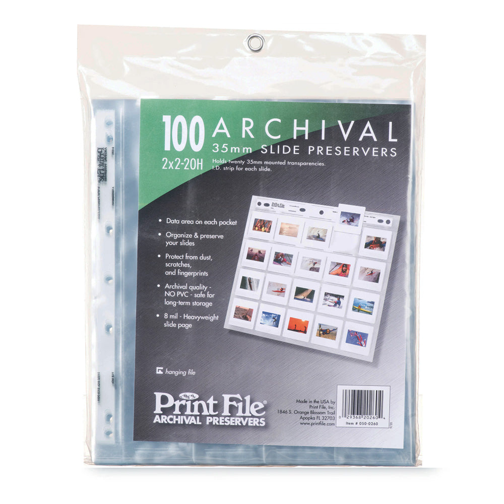 PrintFile Negative Sleeves 2x2-20HB -  35mm Slide Mount - 100 Pack