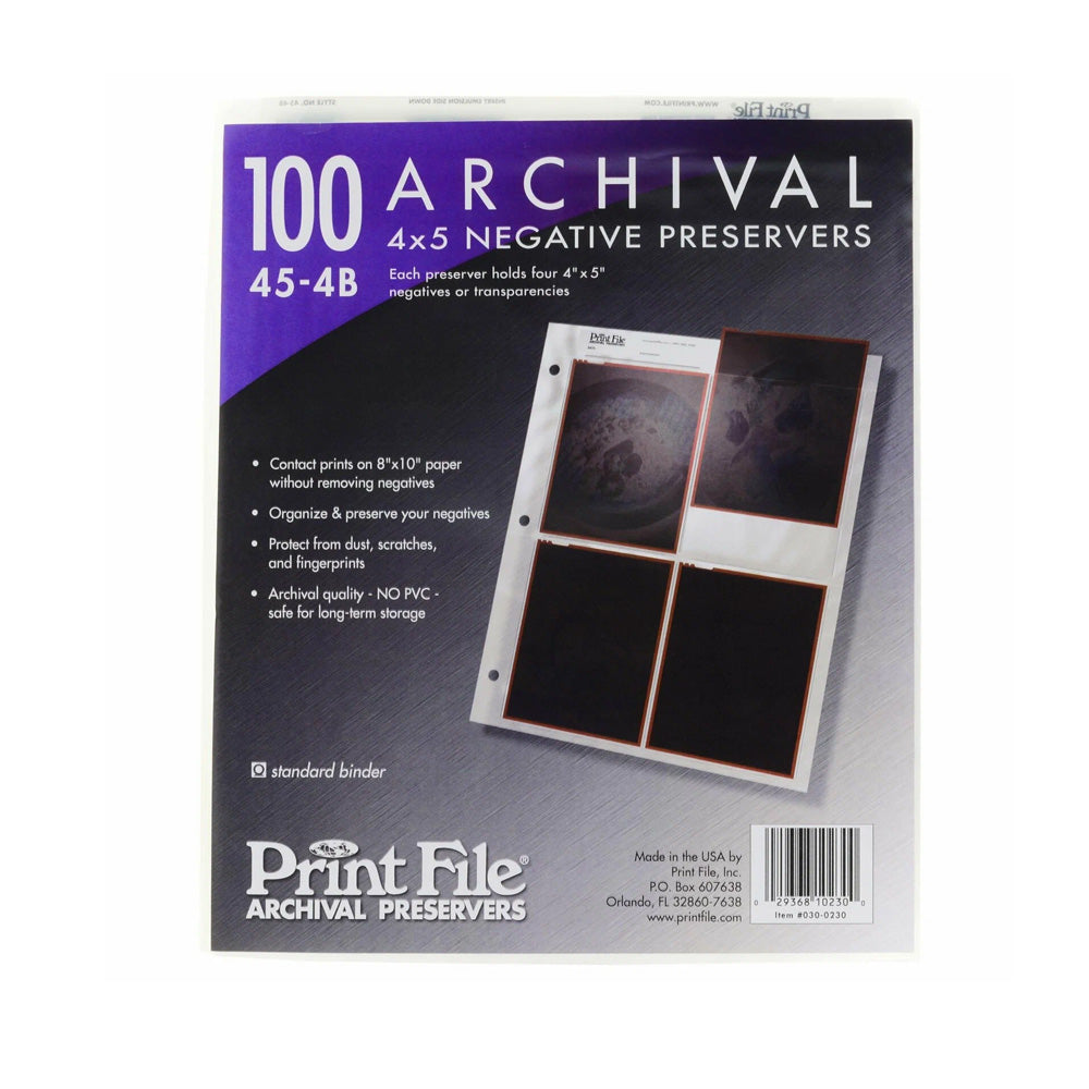 PrintFile 45-4B Negative Sleeves for 4x5 Film