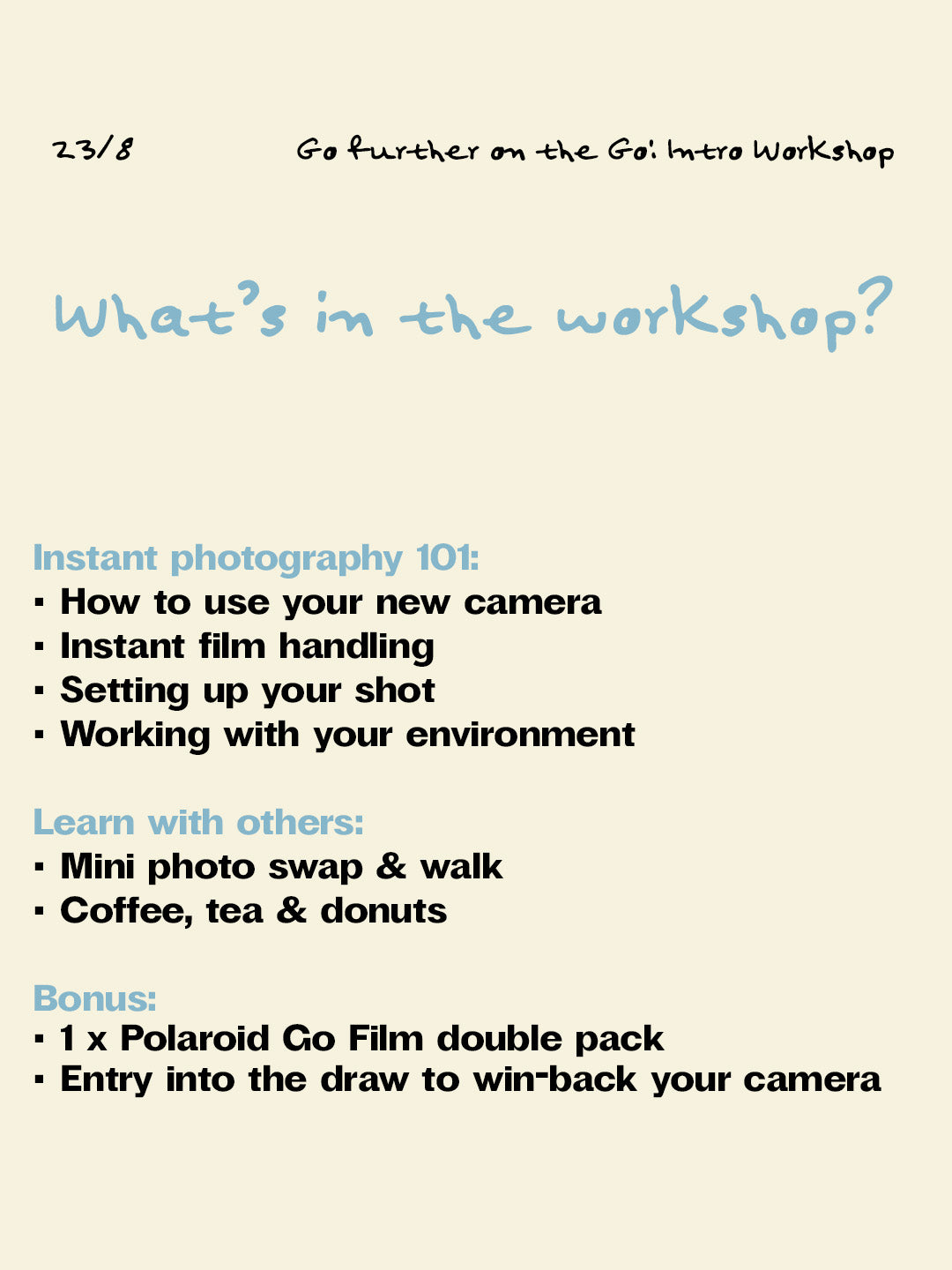 Polaroid Go Gen 3 ➡ Intro Workshop Pass (Add-on)