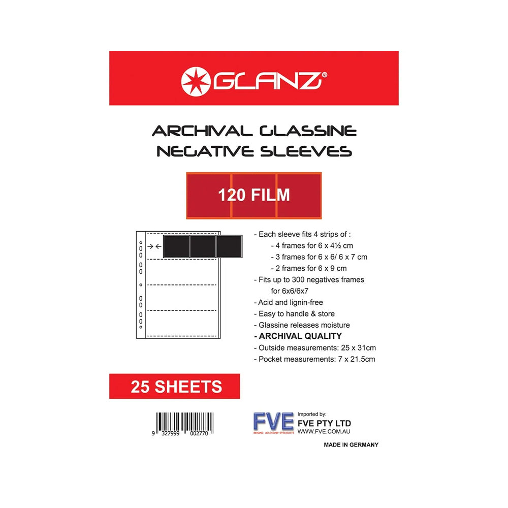 Glanz Archival Glassine Negative Sleeves 120 - 25 Pack